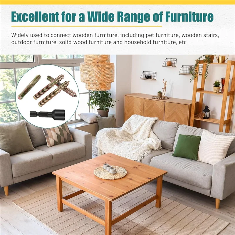 A74E-Hanger Bolts 5/16-18 X 2 Inch 20 Pack Double Headed Self Tapping Screw Threaded Rod Screws With Driver Included