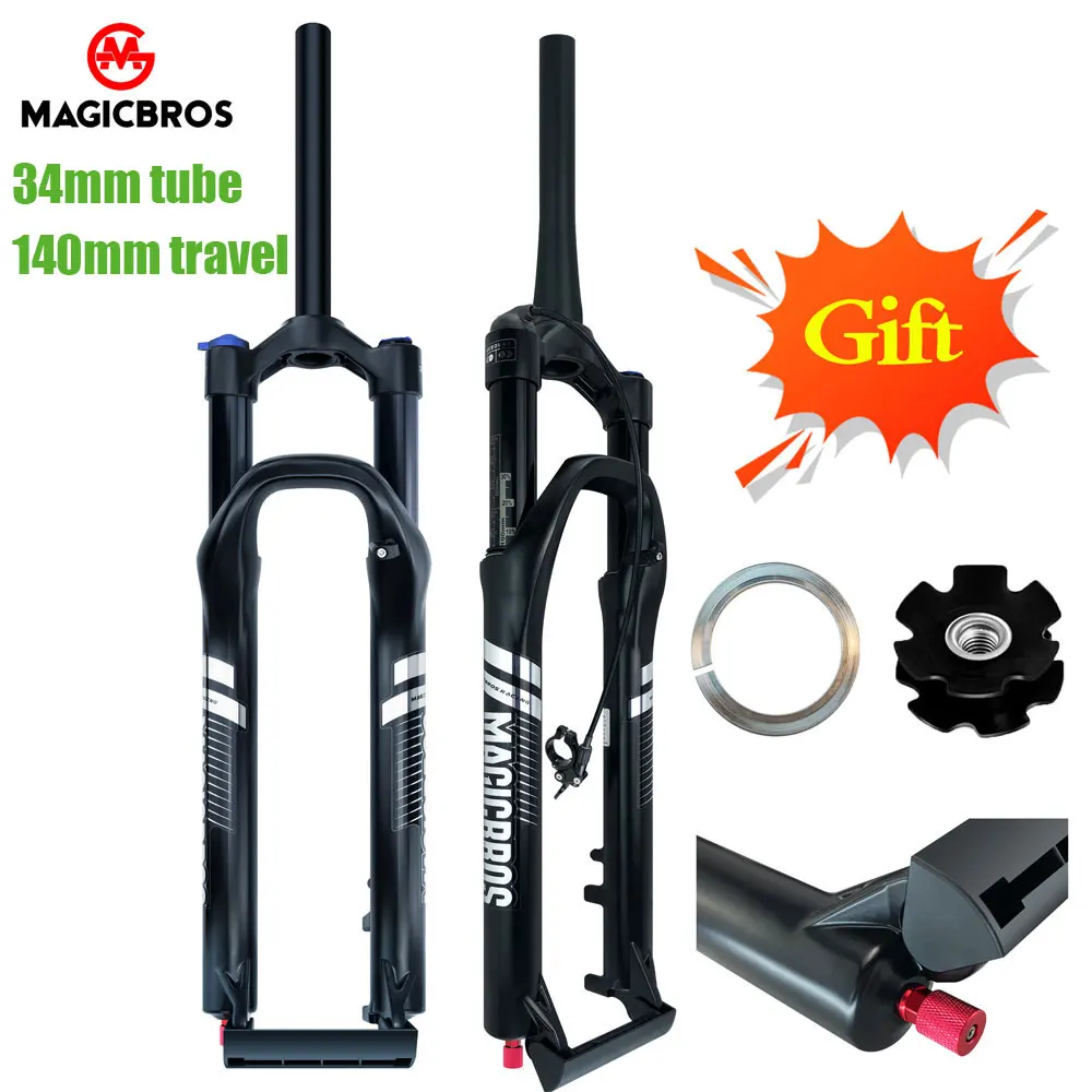 

MAGICBROS Travel 140MM QR 9*100 MTB Air Suspension Fork 26 27.5 29 inch Mountain Bike Bicycle Air Fork with Rebound