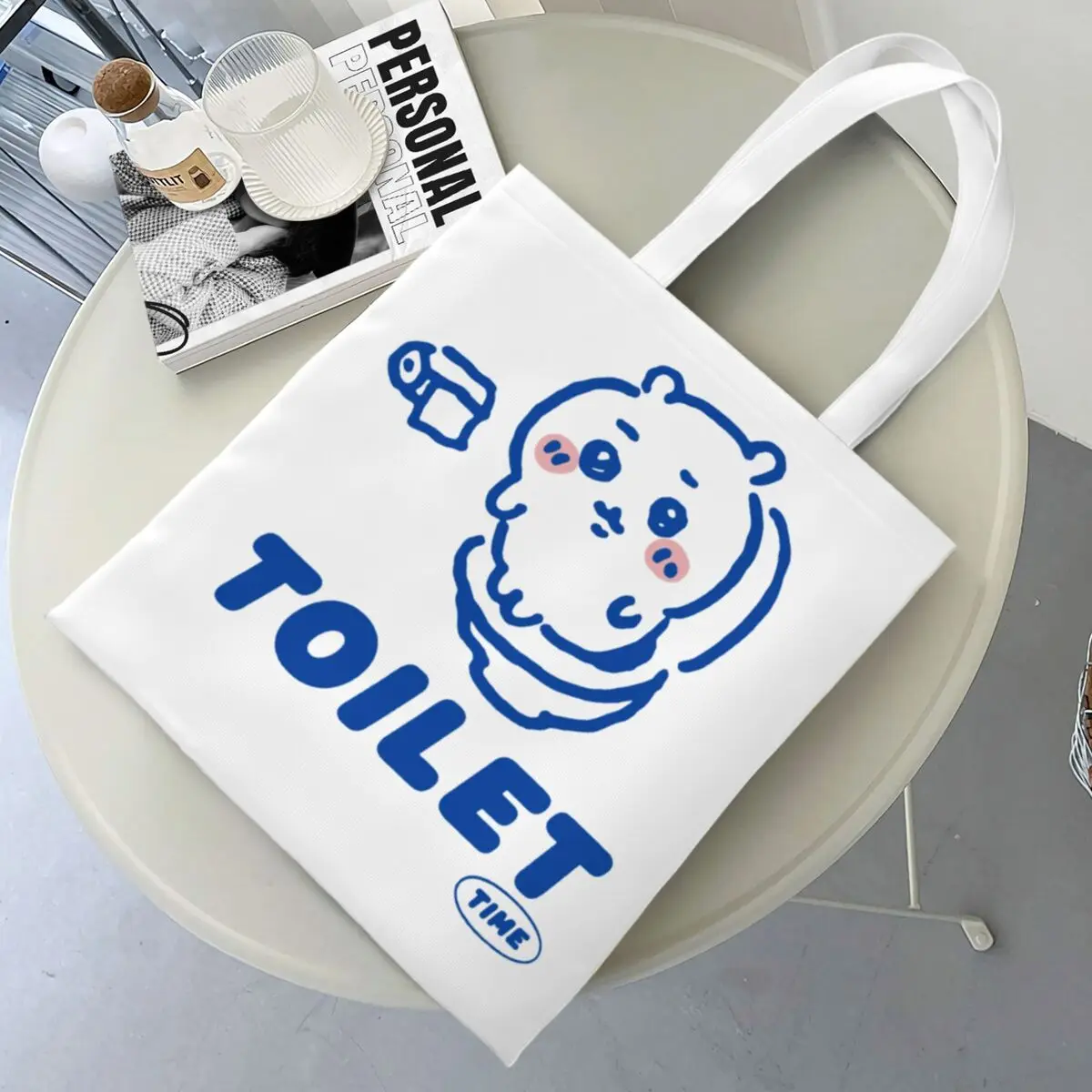 Chiikawa Toilet Time Tote Bags Women Handbag Foldable Student Shoulder Bag Reusable Shopping Bag