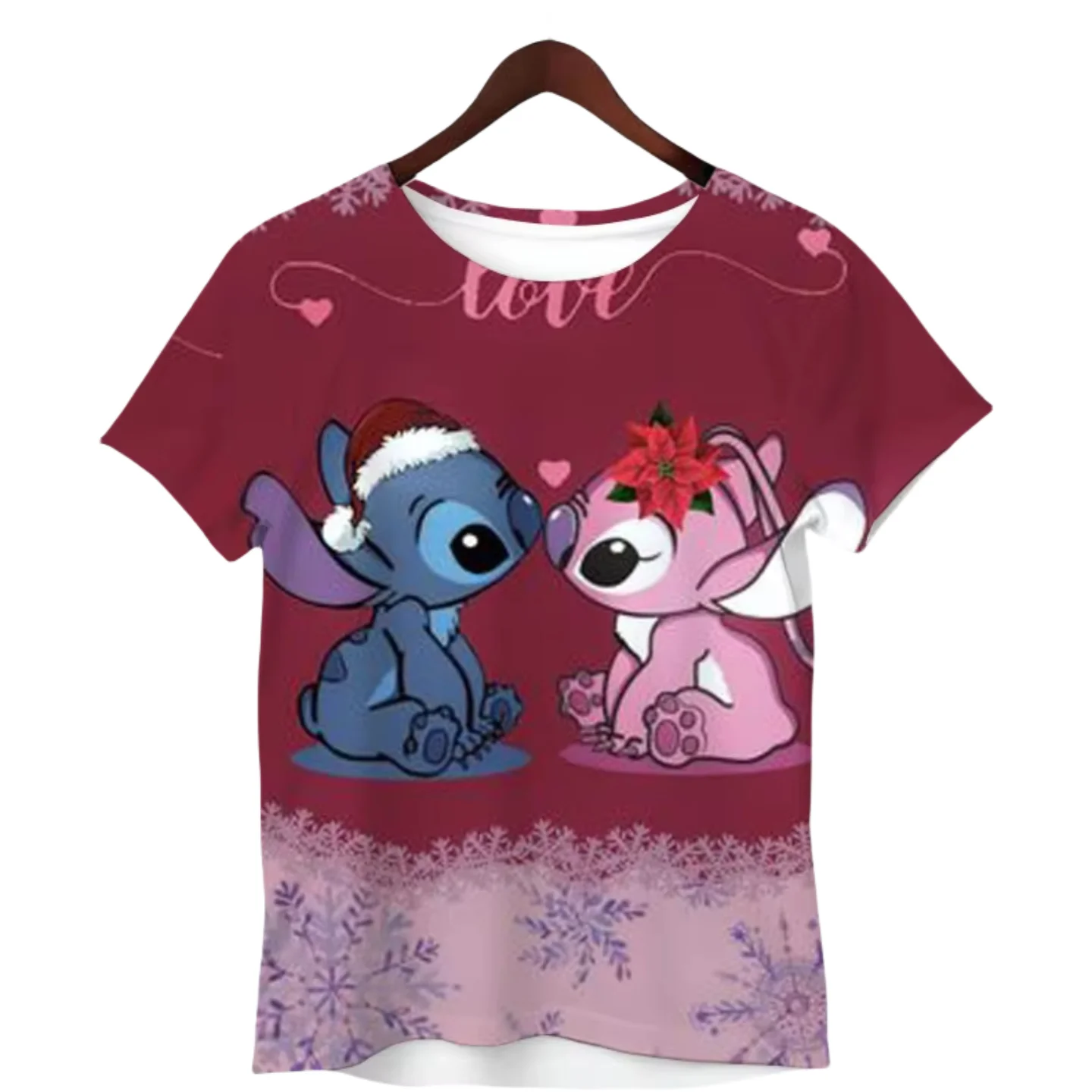 

Красивая повседневная универсальная детская футболка с круглым вырезом Disney Vibrant Sweet Lilo & Stitch, модная модная футболка с короткими рукавами и принтом для девочек