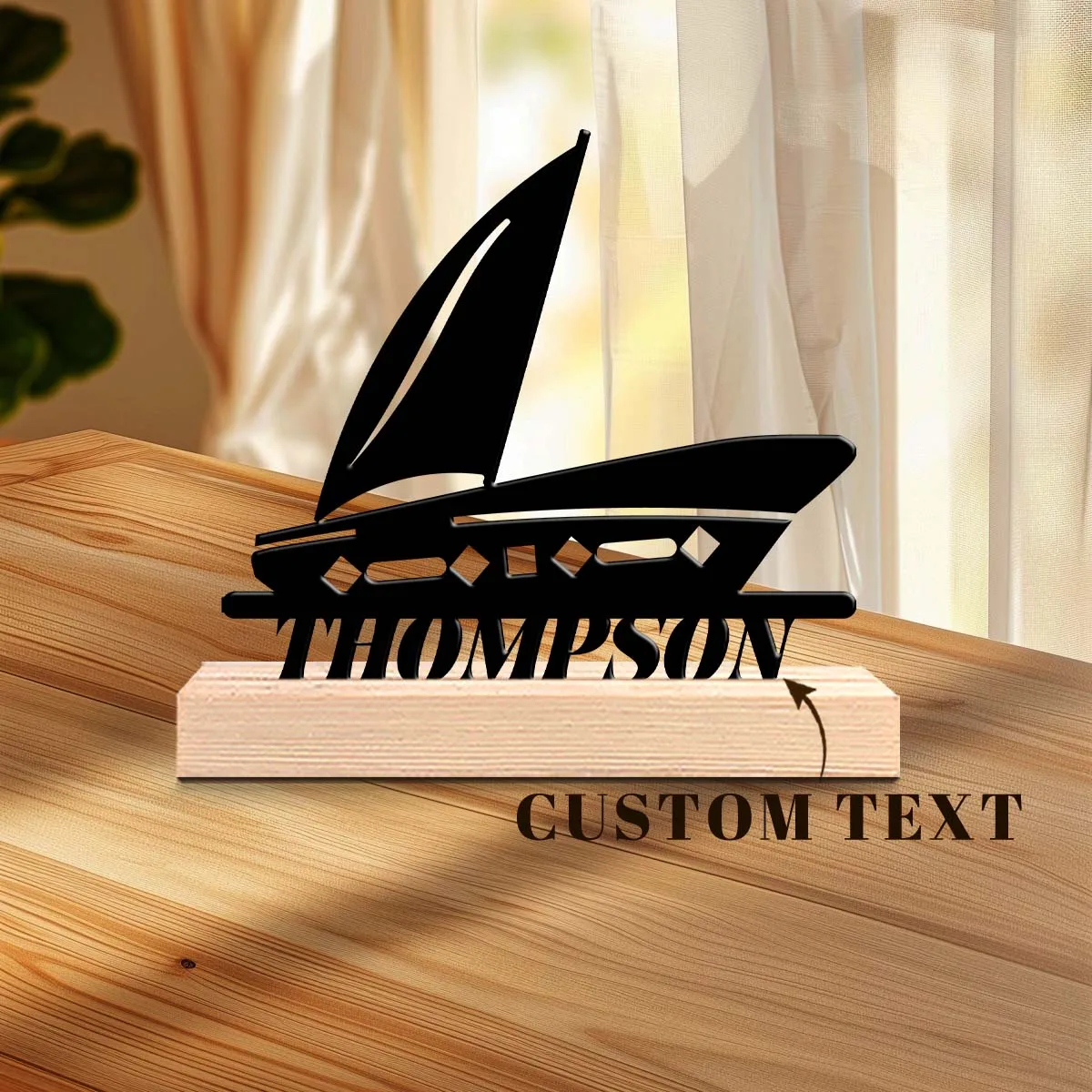 1pc Unique Personalized Metal Statue Ornaments Customizable Content Equipped with Wooden Base Home or Office Decorations