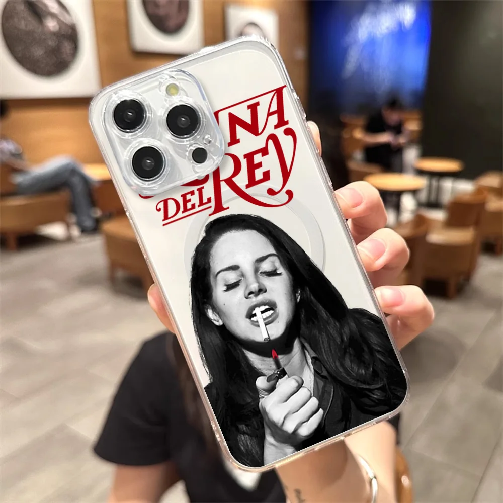 Singer L-Lana D-Del R-Reys Phone Case for iPhone 12 11 13 14 15 16 Max Pro Plus Transparent Magsafe Magnetic Wireless Cover