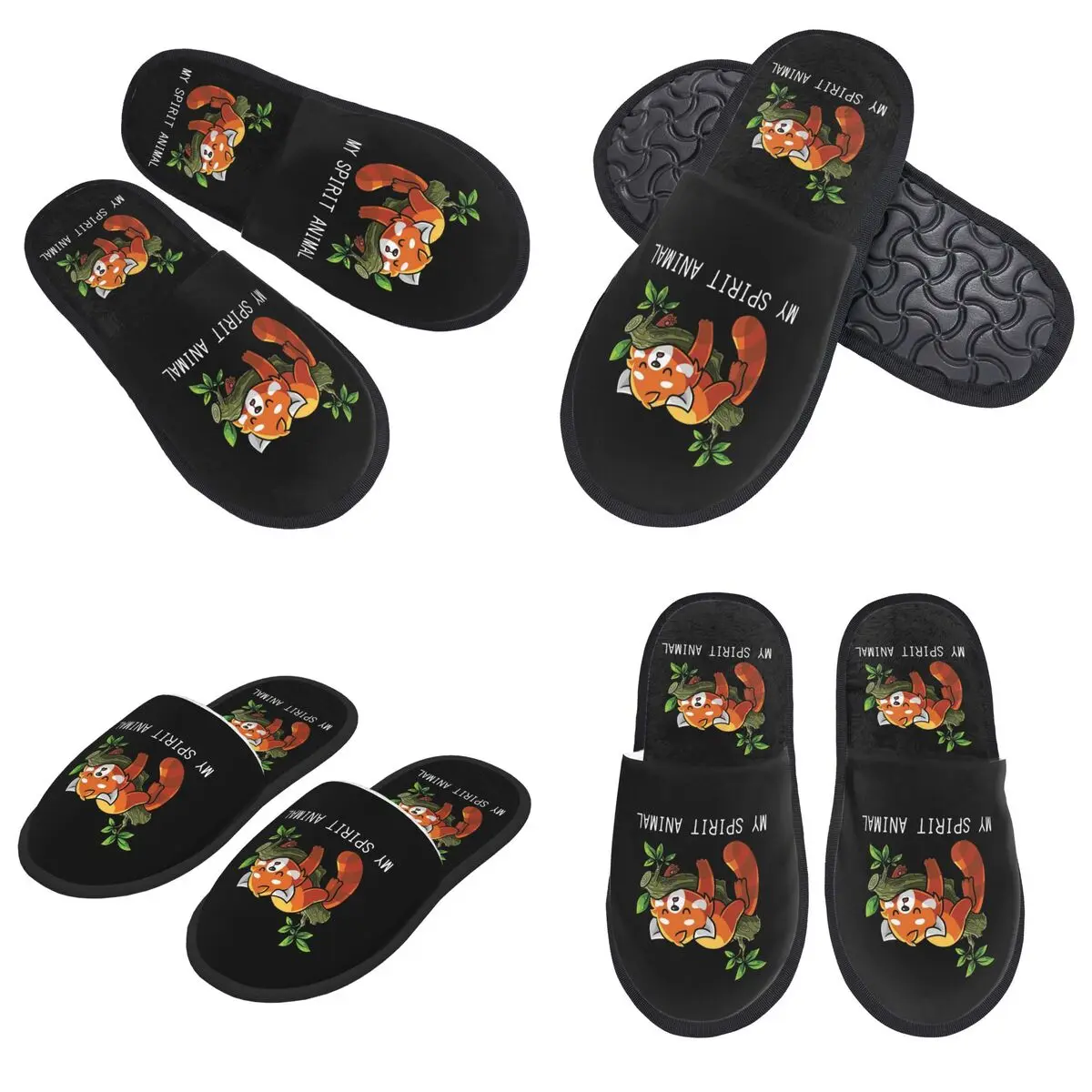 مخصص الباندا الأحمر الروح الحيوان النعال رغوة الذاكرة الدافئة لينة النساء شبشب منزل داخلي رقيق الأحذية #1