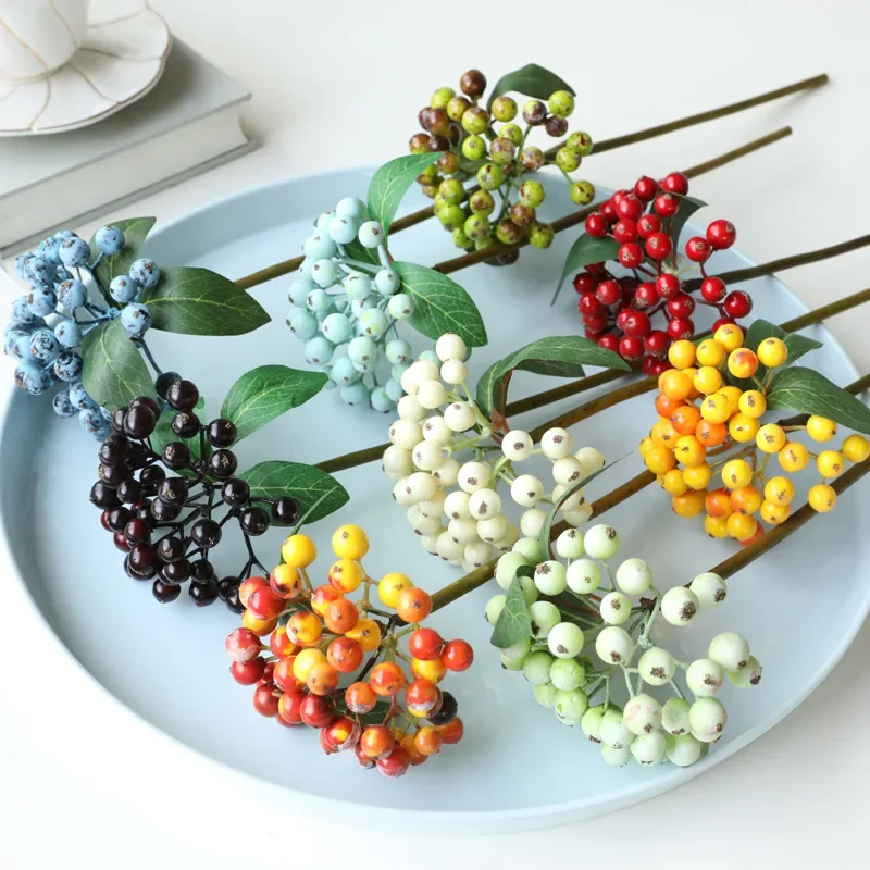 Artificial Blueberry Branch Bouquet, Fake Plant, Blue Berry Stem, Home, Living Room, Party, Wedding, Christmas Decoration