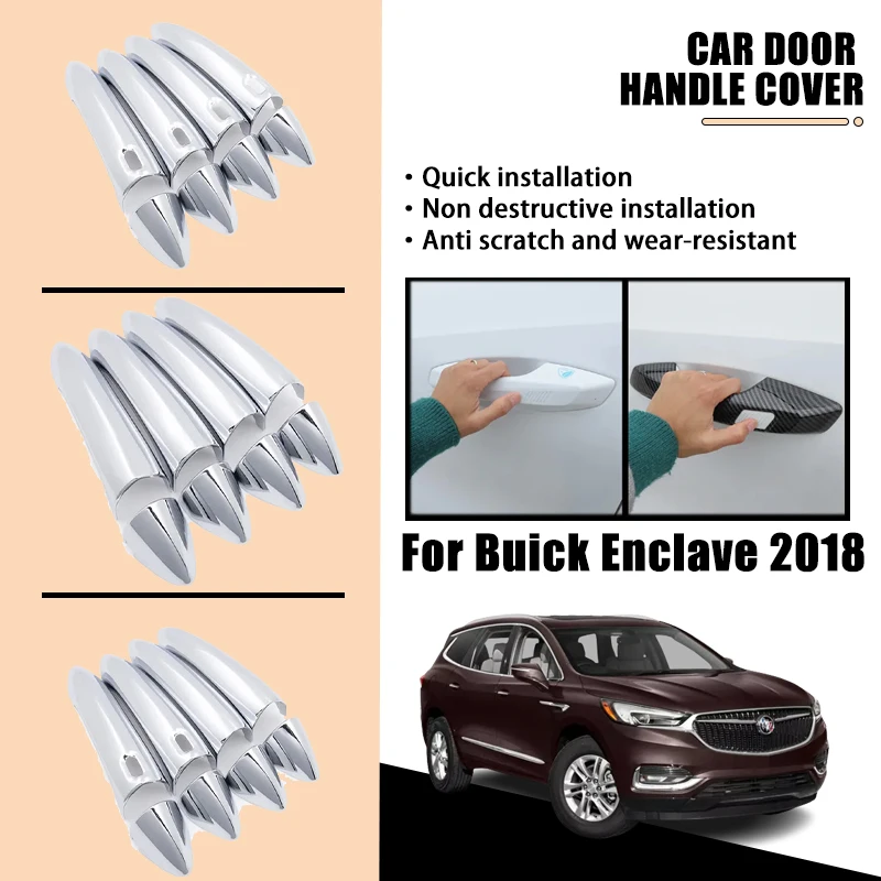 

Door Handle Cover Trim Set For Buick Enclave 2018 Luxurious ABS Exterior Carbon Fiber Chrome Car Accessories Rustproof styling