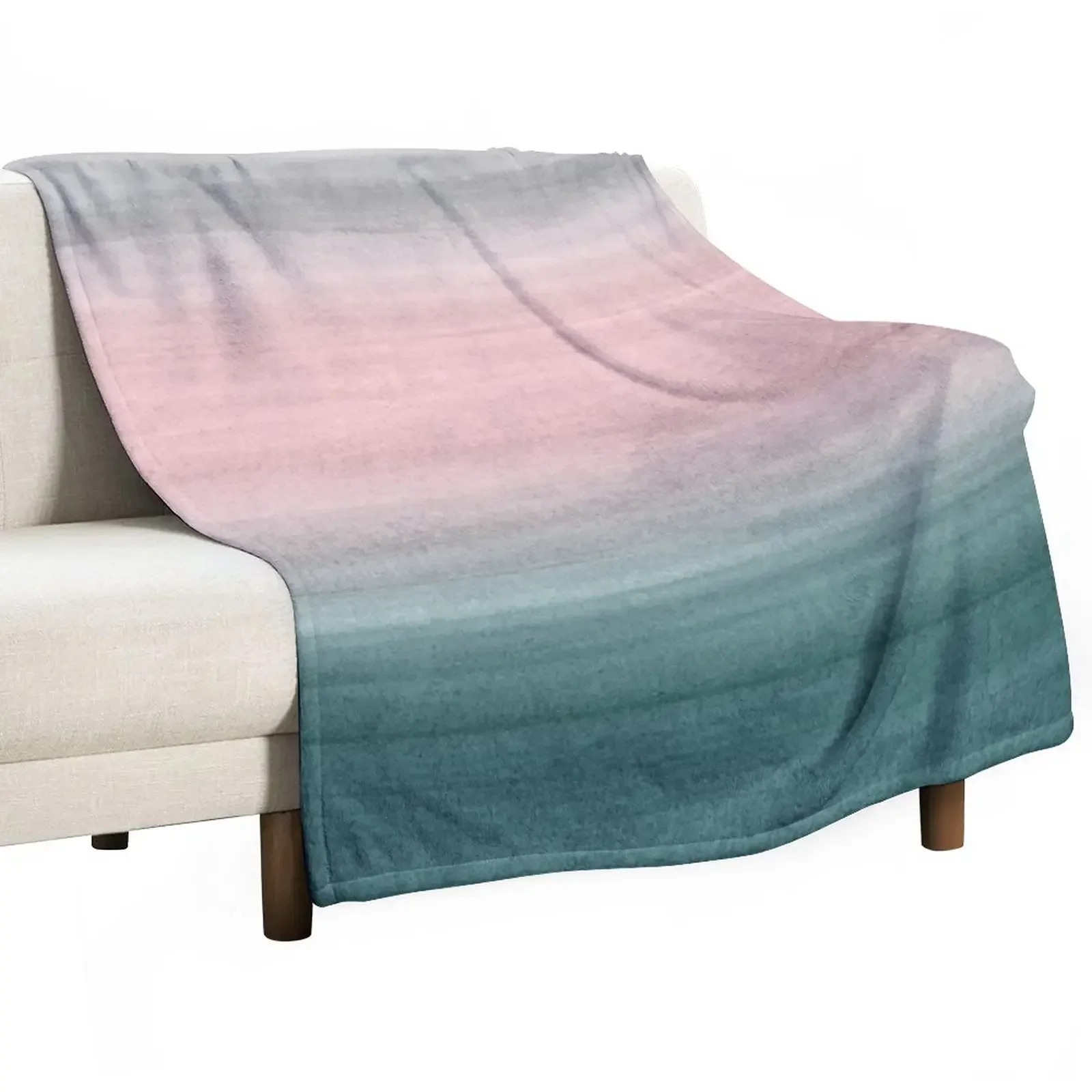 Touching Teal Blush Gray Watercolor Abstract #1 #painting #decor #art Throw Blanket Multi-Purpose Plaid on the sofa Blankets