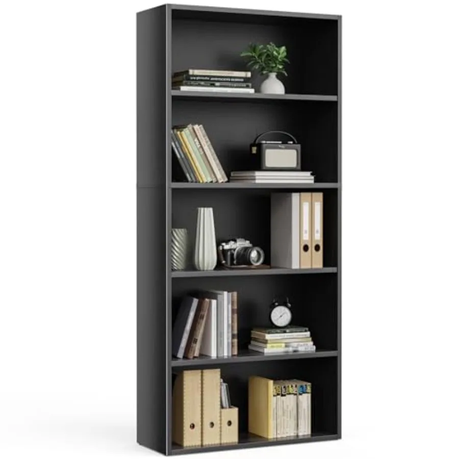 

Industrial Bookcase - Large Inch Tall Floor Standing Open Book with Anti-Tipping Device for Home Office Living Room and Bedroom