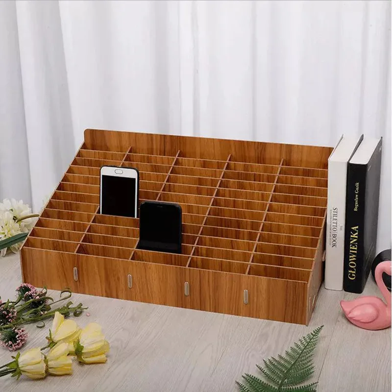 Compartment Wooden Storage Box Multi-functional Bill Mobile Phone Storage Box Multi-compartment Storage Shelf Home Organization