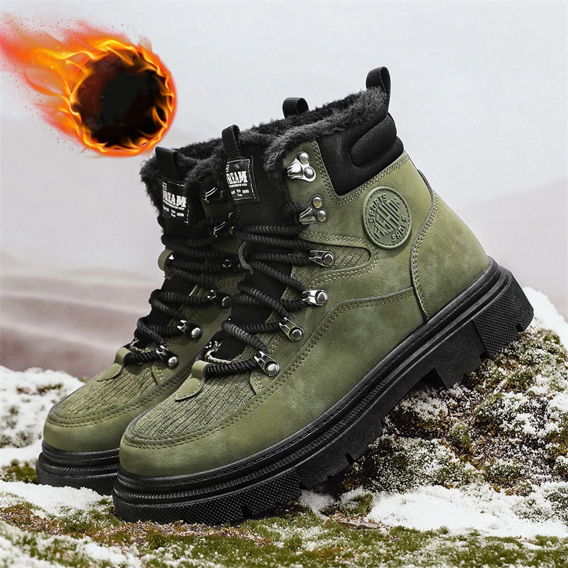 Cheap Men's Snow Boots Winter Platform Warm Safety Shoes Man For Work Military Man Tactical Boots Outdoor Mountaineering Casual