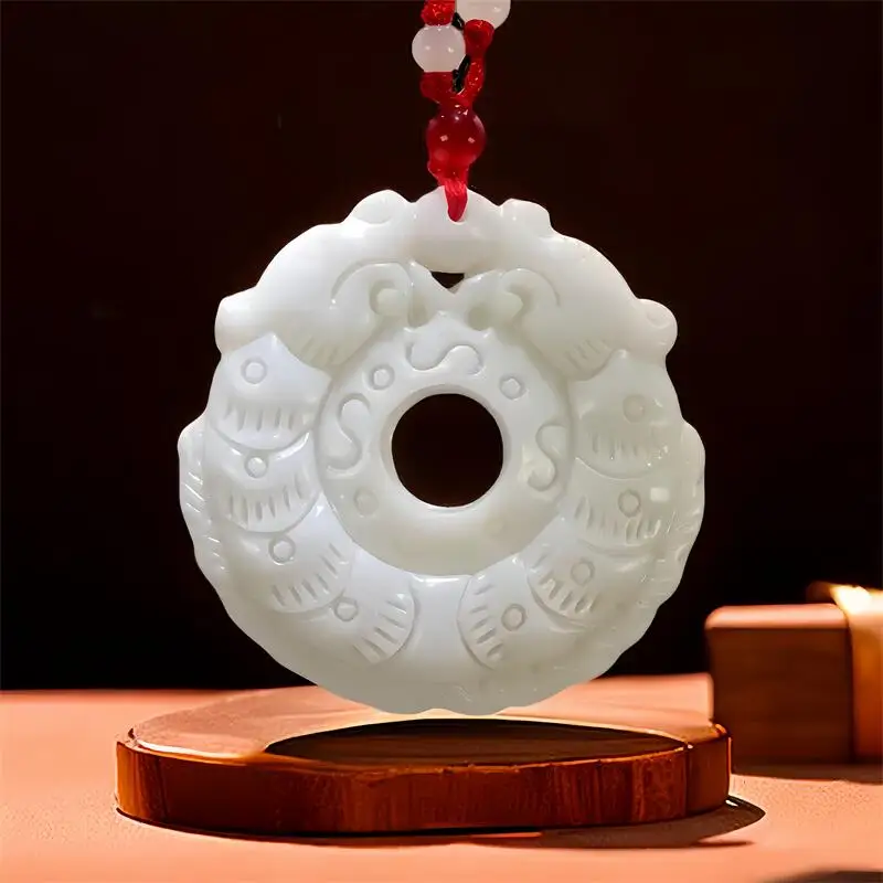 

Natural White Real Jade Dragon Pendant Necklace Charm Gift Gemstones Carved Jewelry Gifts for Women Men Accessories Amulet