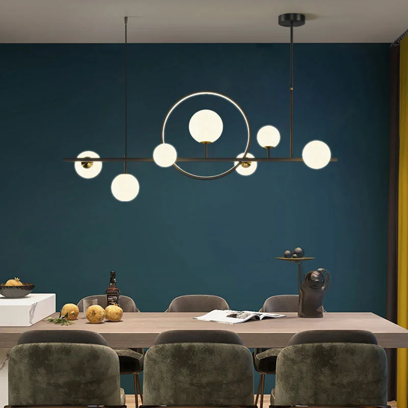 Plafonnier LED en boule acrylique au design moderne, éclairage d'intérieur, luminaire décoratif de plafond, idéal pour une table à manger, un bar ou un restaurant, disponible en noir ou en or