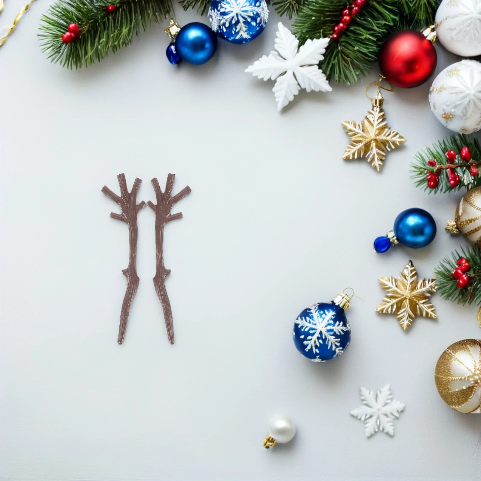 

200pcs Christmas Decorations Artificial Antler Shaped Tree Branches Plastic Faux Twigs For Snowman Craft Diy - Reusable