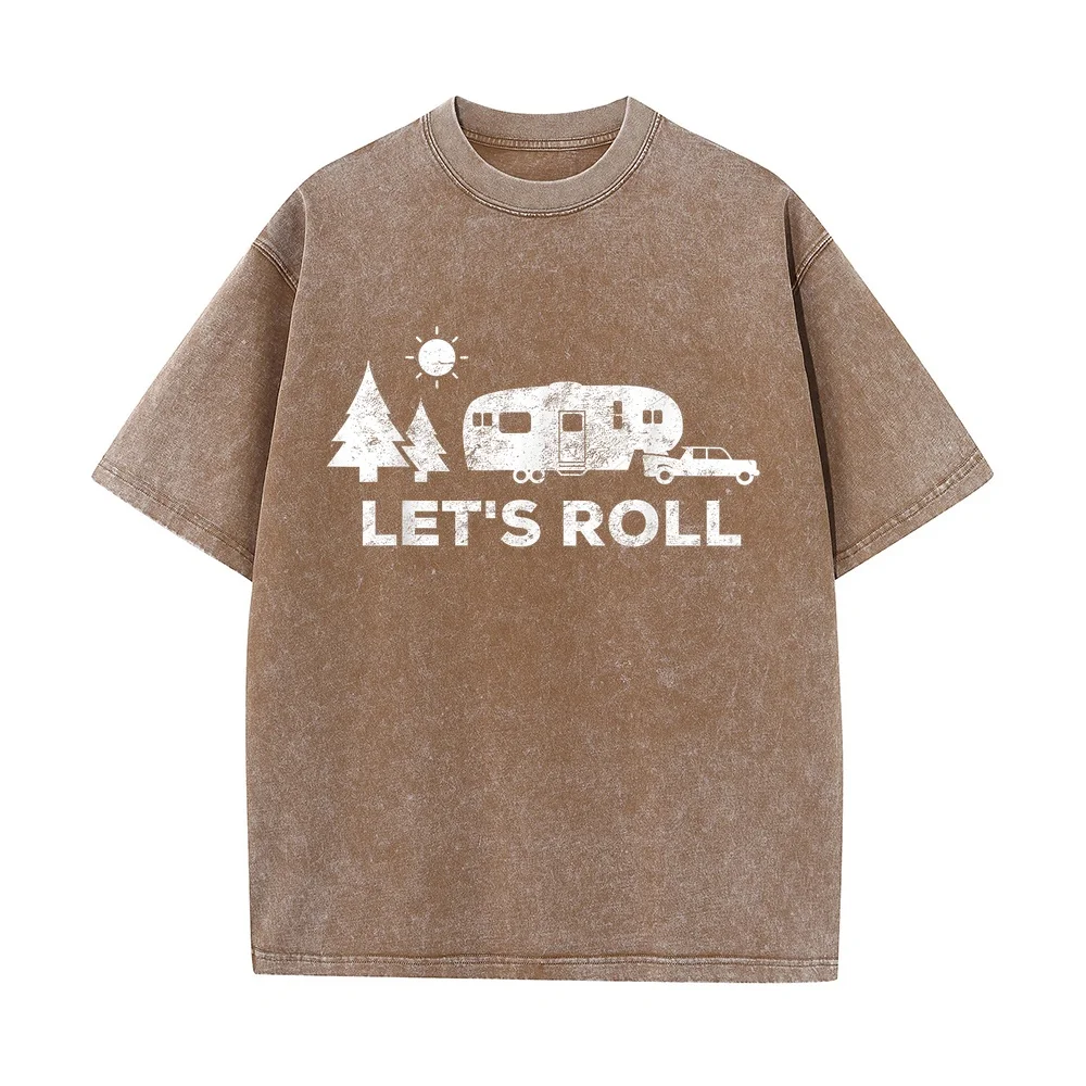 Lets Roll Camping T Shirt 5th Wheel Camper RV Vacation Gift T-Shirt Y2k Clothes Man Big Size Short Sleeve Luxury Brands High
