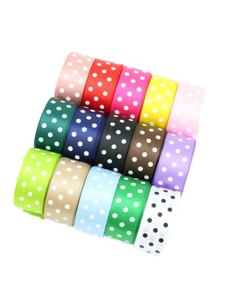 5 Meter/Lot 25mm Gepunktete Bedruckte Satinbänder DIY Bastelmaterial Handgemachtes Material für Party-Geschenkboxen Dekorationsband