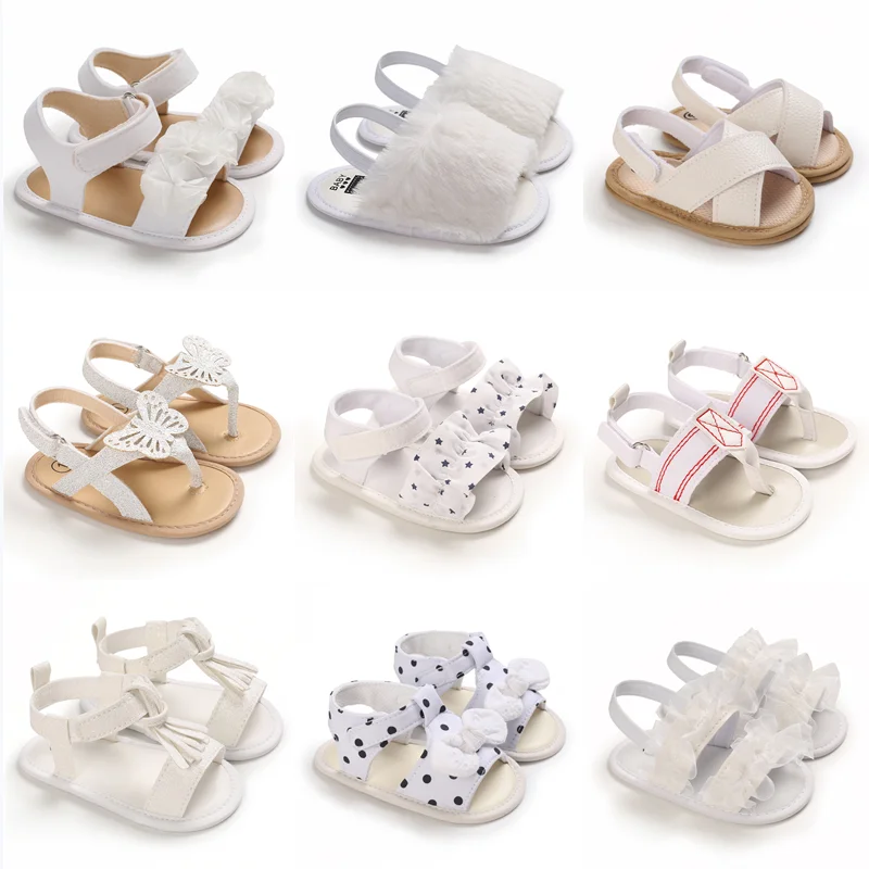 Neugeborene Mädchen Sommer Mode Sandalen Komfortable Weichen Sohlen Wanderschuhe Weiß Dusche Schuhe