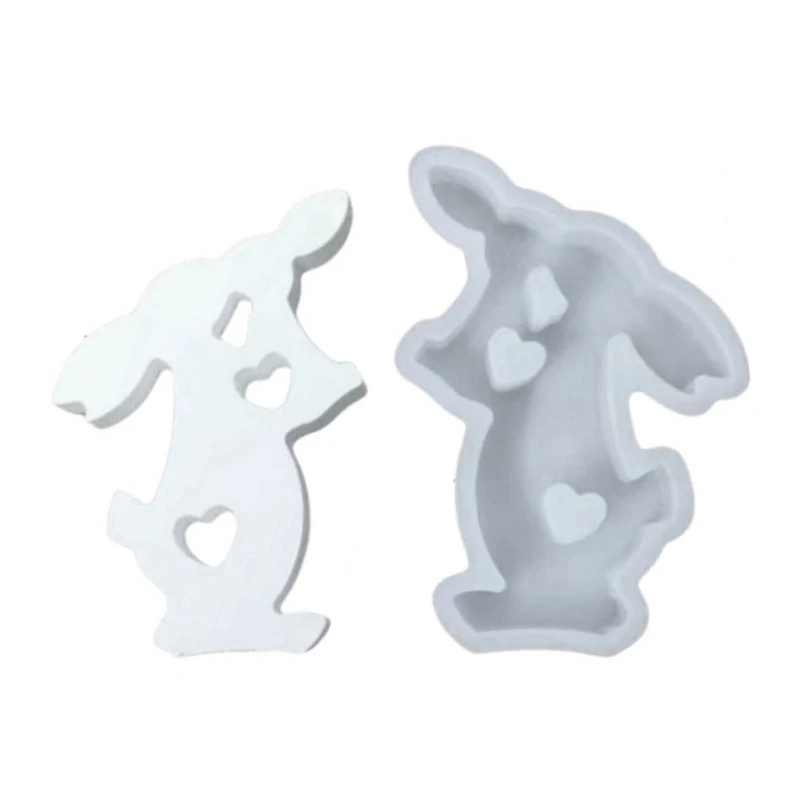 Easters Kiss Rabbit Silicone Mould Gypsum Car Mounted Incenses Scented DIY Concrete Decorations Mould Home Decors