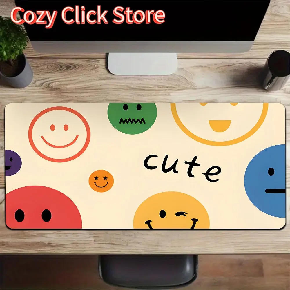 

1 шт., большой коврик для мыши с улыбающимся лицом, компьютерный коврик, настольный коврик, коврик для клавиатуры, офисный игровой настольный коврик