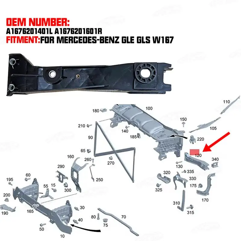 Headlight Repair Kit Bracket For Mercedes-Benz GLE GLS W167 Frame Pillars Car Front Bumper Retainer Brackets Spacer A1676201401