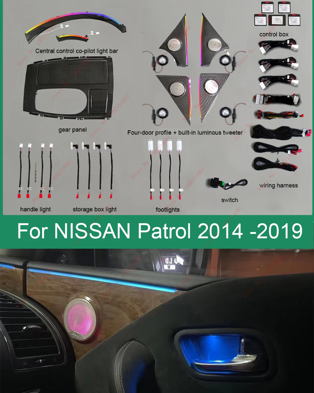Symphony Led Atmosphere light For NISSAN patrol Y61 Y62 2014 2015 2016 2019 64 colors Interior Ambient Lamp inter decorate light