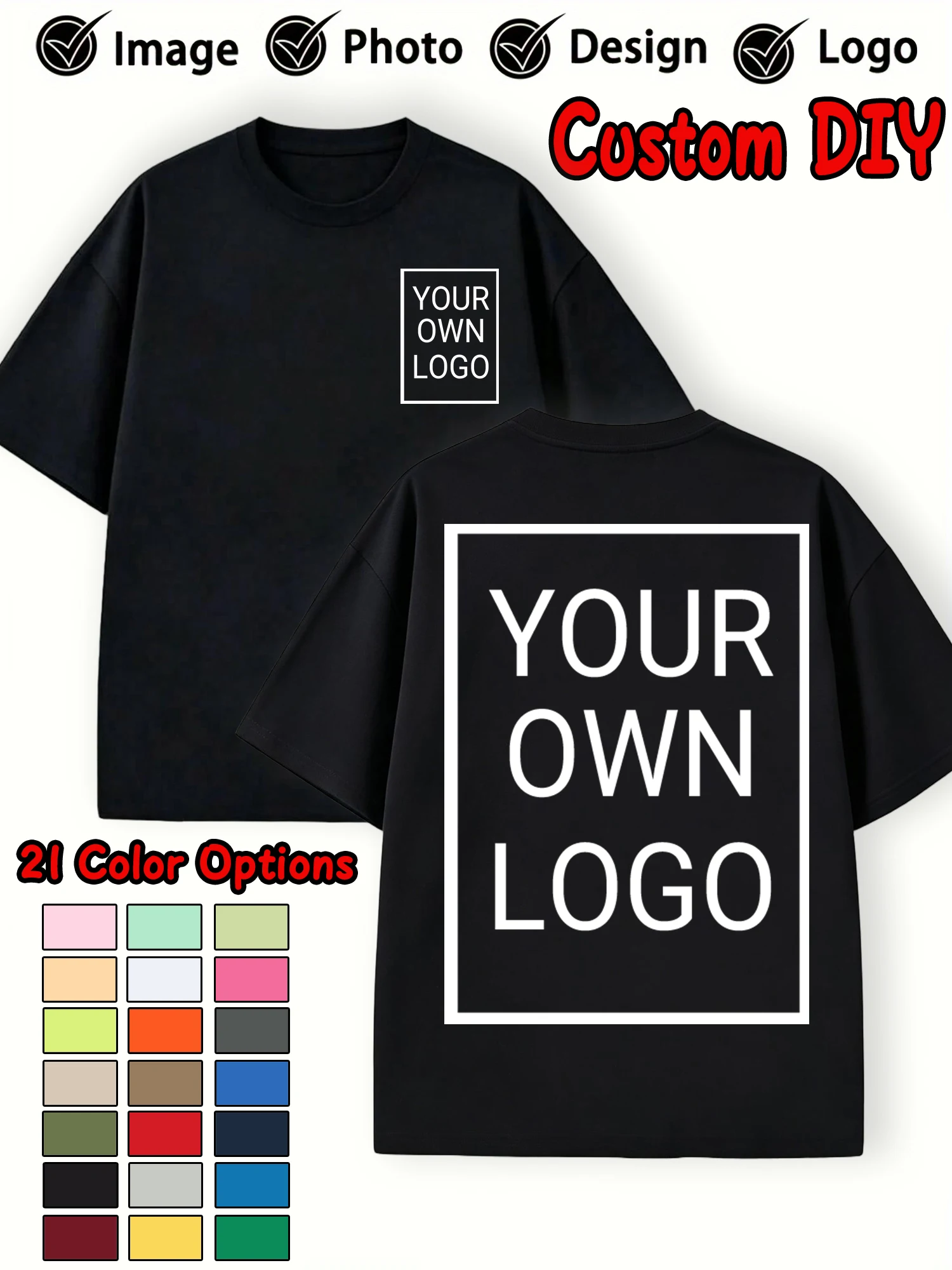 Sommer-T-Shirts für Herren, personalisiertes Muster, schlicht, kurzärmelig, individueller Text, weiche Baumwollkleidung, lässige All-Match-Arbeitskleidung