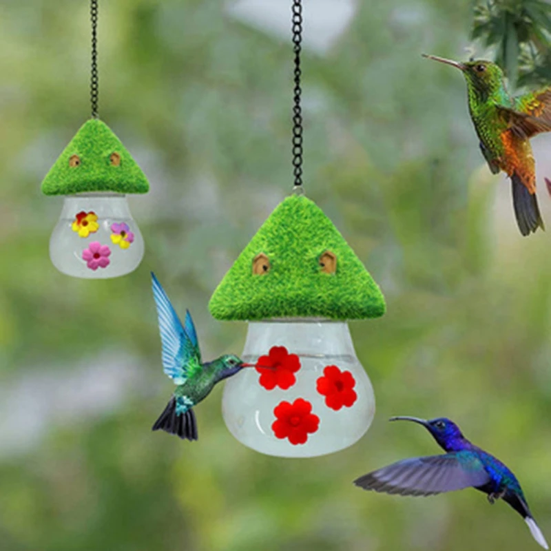 Outdoor Garden Hanging Hummingbird Water Feeders Ant Bee Proof Wind Chimes Humming Bird Feeder Backyard Bird Feeding Station