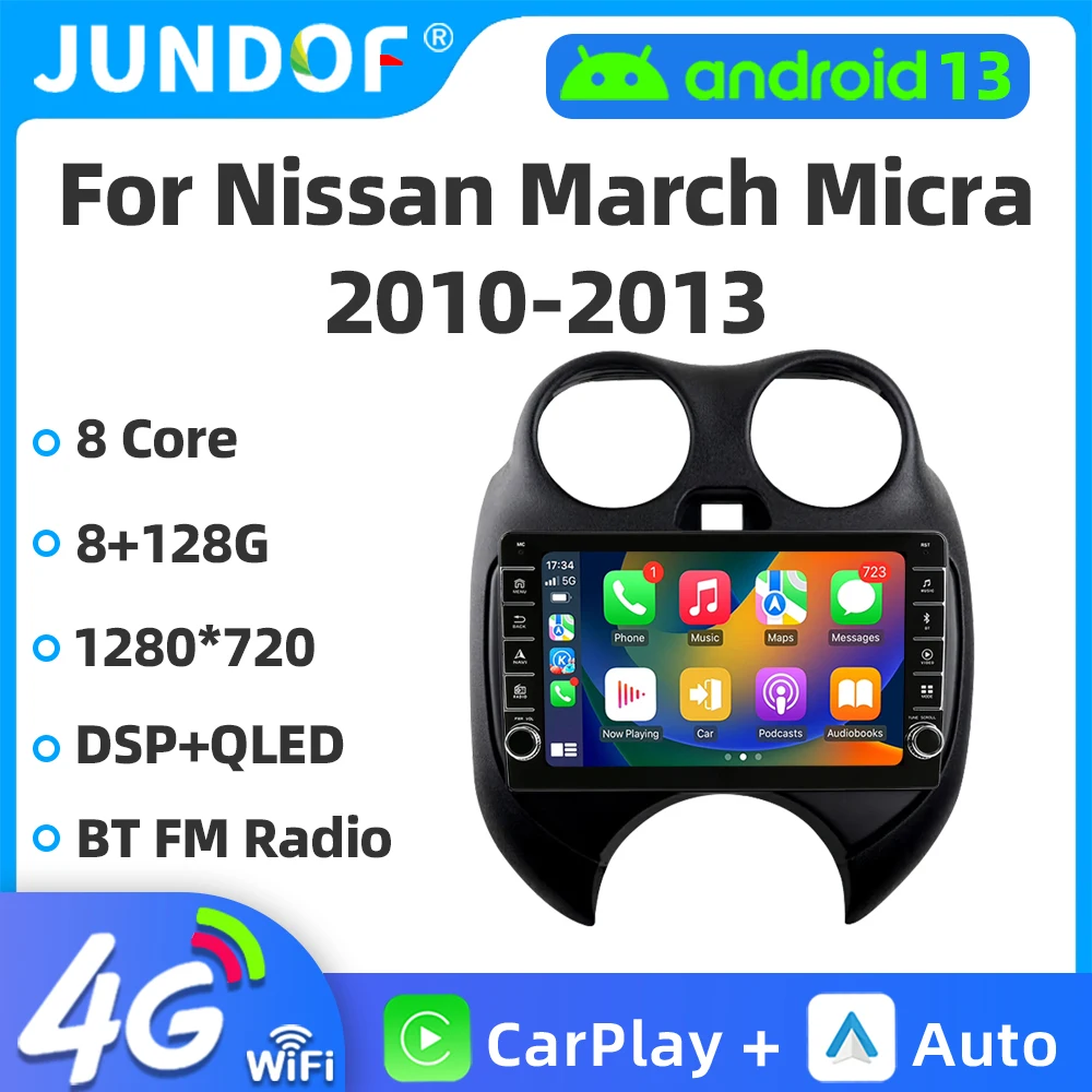 2 Din For Nissan March MICRA 2010 2011 2012 2013 Android Car Radio Audio Multimedia Player Video GPS Navigation 4G Carplay Auto