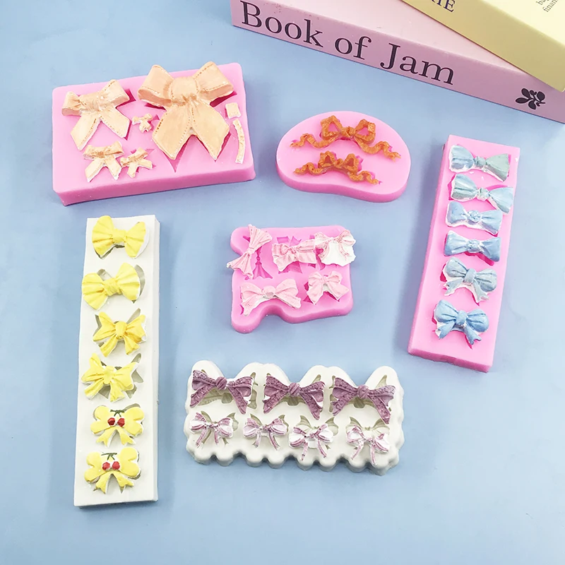 3D โบว์แม่พิมพ์ซิลิโคนอาหารวัสดุความปลอดภัย Fondant เค้กตกแต่งช็อกโกแลต Mould ขนมหวานทํา Mousse เค้กในครัวเรือนเครื่องมือ