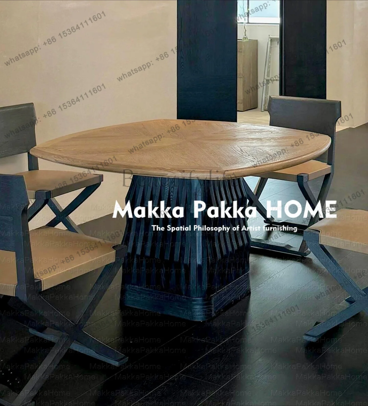 

LS medieval wabi style designer solid wood square dining table B & B home retro art dining table