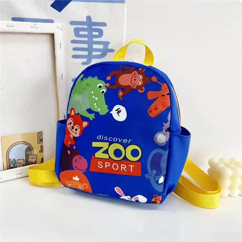 Mochila escolar con estampado de dibujos animados para niños y niñas, bolso de dos hombros, piel de nailon, marca Disney