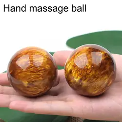 1 Stück goldene Seide See weide Hand massage Ball Blut Blut senkt die Durchblutung Bernstein und Harz 5cm Blutdruck x0n7