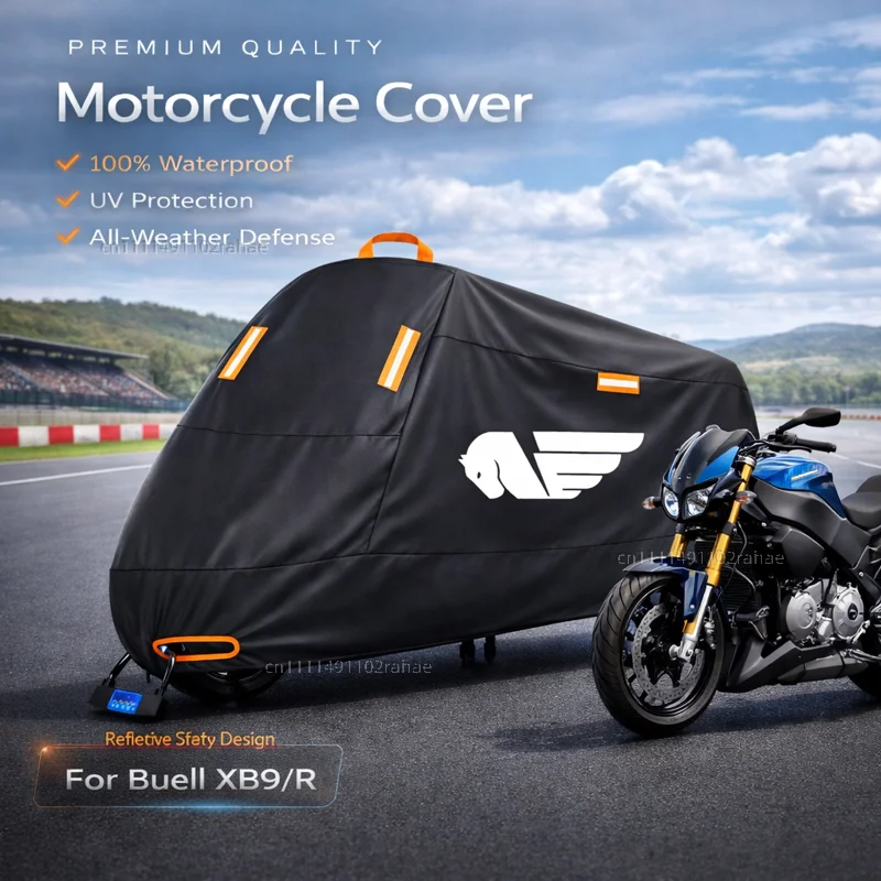 

For Buell XB9 XB12 XB9S Motorcycle Cover Waterproof Heavy Duty Polyester Tarpaulin UV Protective Outdoor Rain Dust Sun Protector