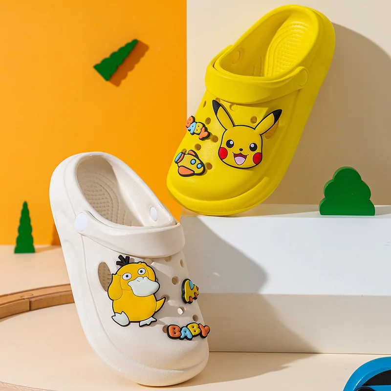 Pokemon Pikachu Hole Sandals Squirtle Charmander Slippers Sandals Anime Kawaii Home Beach Shoes Summer Slippers Kids Xmas Gift