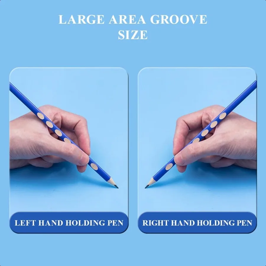 30 قطعة أقلام رصاص مثلثة 2B مع قبضة تصحيح أقلام جرافيت خشبية مع برميل ملون مسبقًا مشحذًا