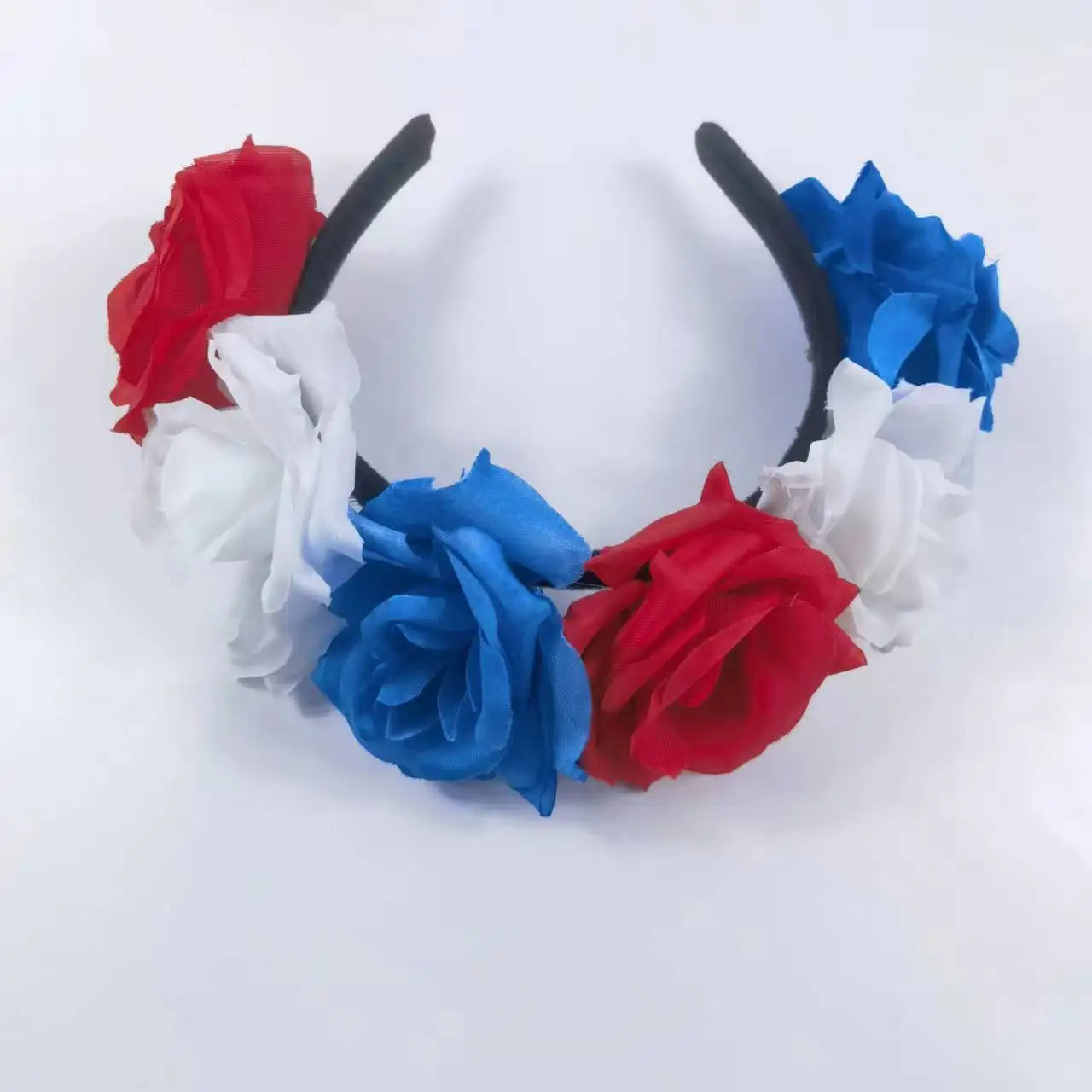 2024 French National Flag Accessories Hairband Blue White Red Rose Flower Headband Party Celebration