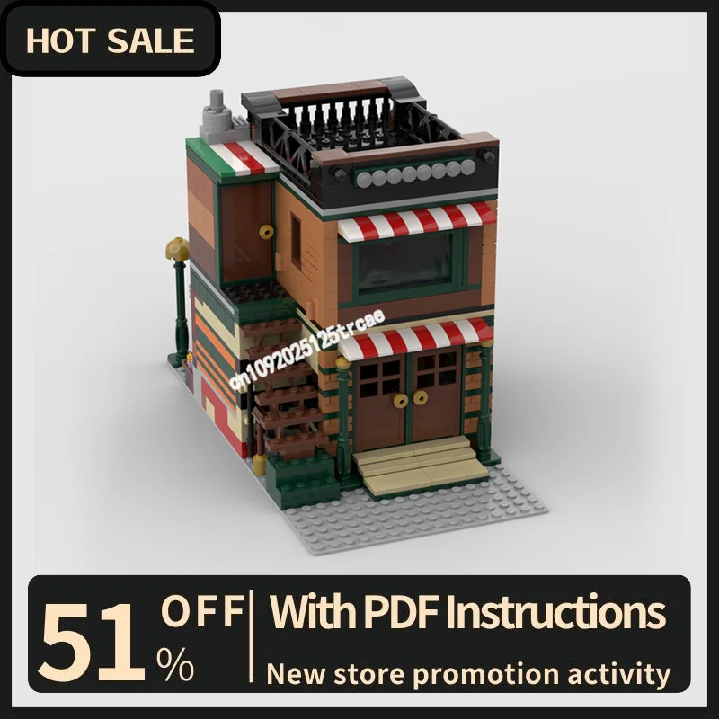 

Новинка, 825 шт., город, вид на улицу, Moc, модульная центральная часть, половина модели, строительные блоки, креативные идеи «сделай сам», детские игрушки, подарки на день рождения