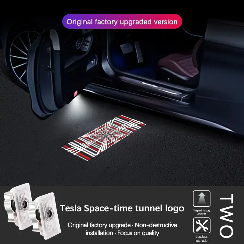 For Tesla Model 3 Model S Model X Model Y LED Logo Projector Puddle Light Ultra-Bright Welcome Light 3D Laser Ghost Shadow Light