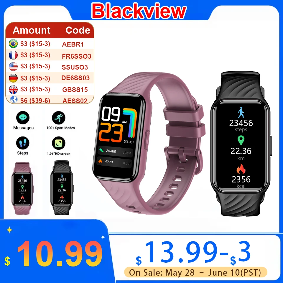 Blackview R10 Smart Watch TFT Screen Blood Oxygen Heart Rate Bluetooth Health Monitor Sport Wristwatch for IOS Android Men Women