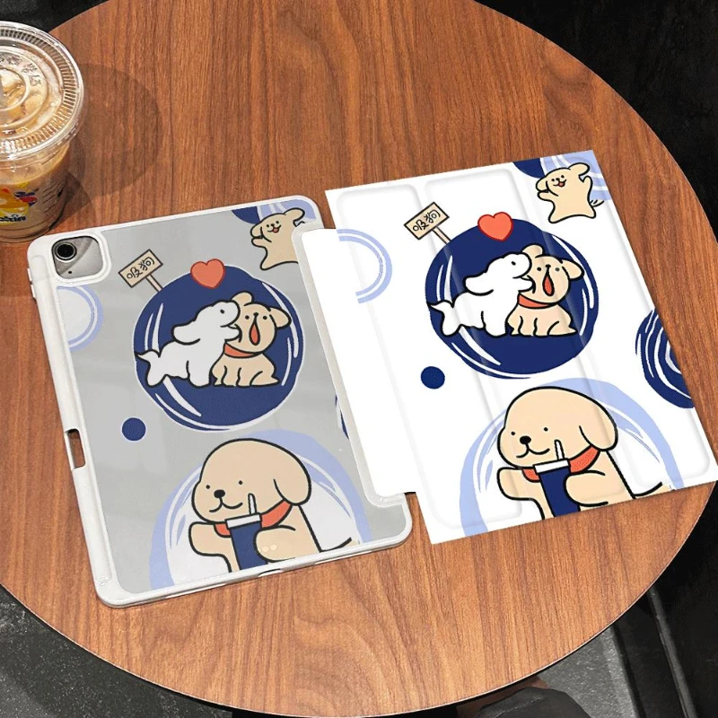 Tablet Case for IPad Air 4 10.9 2020 Air 5 10.2 9th 8th 7th IPad 5th Generation 9.7 Inch IPad Pro 11 2022 Cute Puppy Play Print