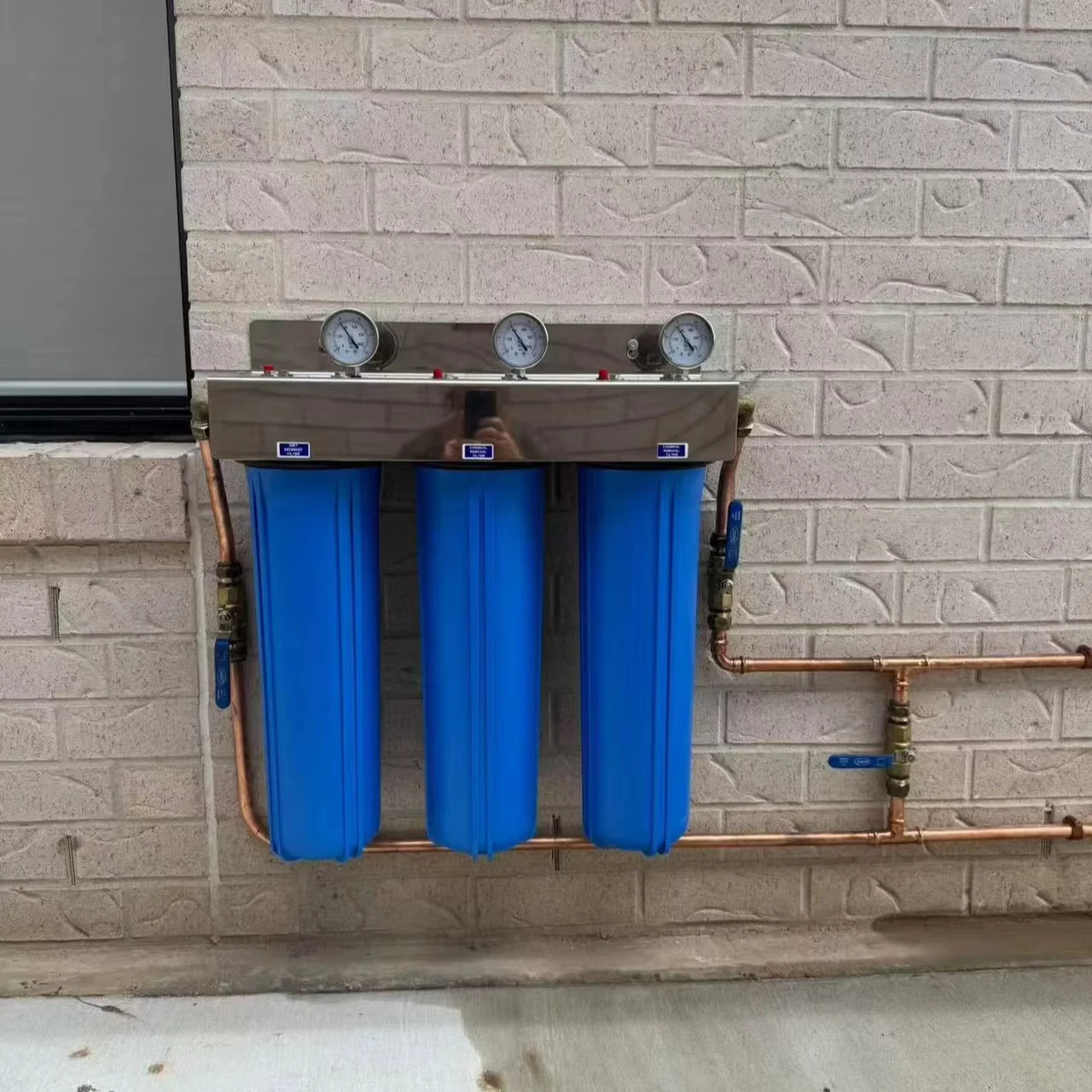 

3 4.5 * 20 inch large blue cartridge water filter shell wall bracket or with bracket