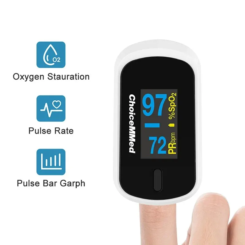 ChoiceMMed Medical Finger Pulse Oximeter Blood Oxygen Saturation Meter Heart Rate Monitor Spo2 Pulse Oxiometer OLED Oximetro