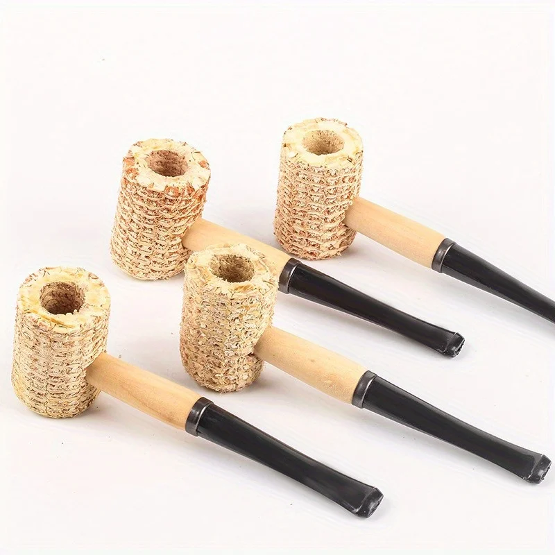 Corncob Pipes Corn Tobacco Pipe Straight Cigarette Pipes Practice Smoking Pipe Smoking Cigarette Holder Mouthpiece Accessory