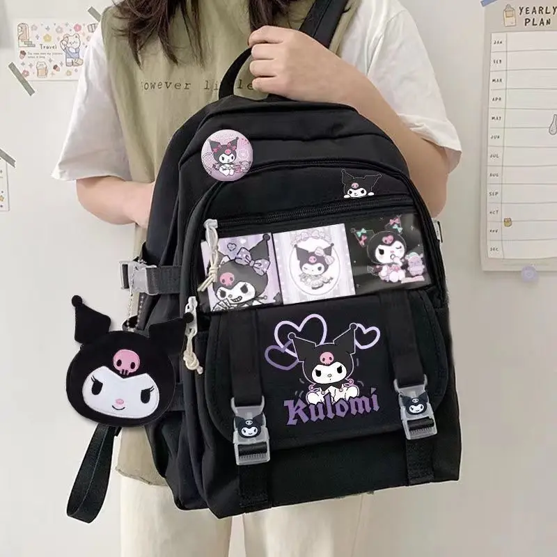 Sanrio hello kitty Kuromi cinnamon cartoon schoolbag girl boy student handbag travel card holder backpack