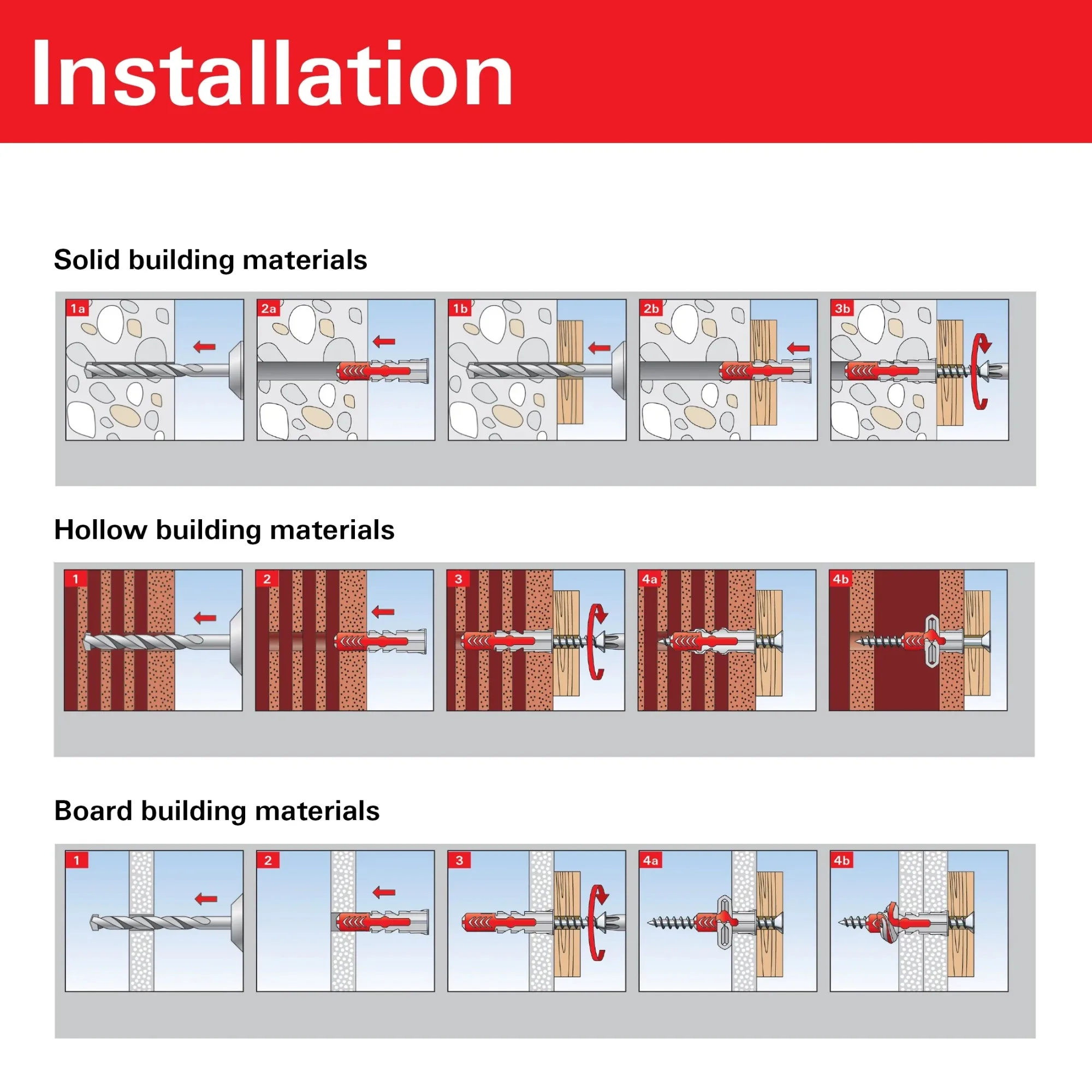 Hillman 376473 مراسي قوة المقاول، أحمر، نايلون، جديد، 45 رطل ( # 8-10 × 1-3/16 بوصة)، 18 عبوة