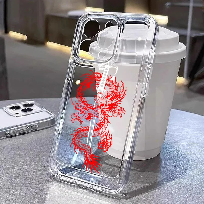 myths legends Chinese Dragon For Realme10 9 C30 53 63 Narzo50 FindX5 Reno12 11 10 8 7 6 ProPlus Transparent Space Phone Case