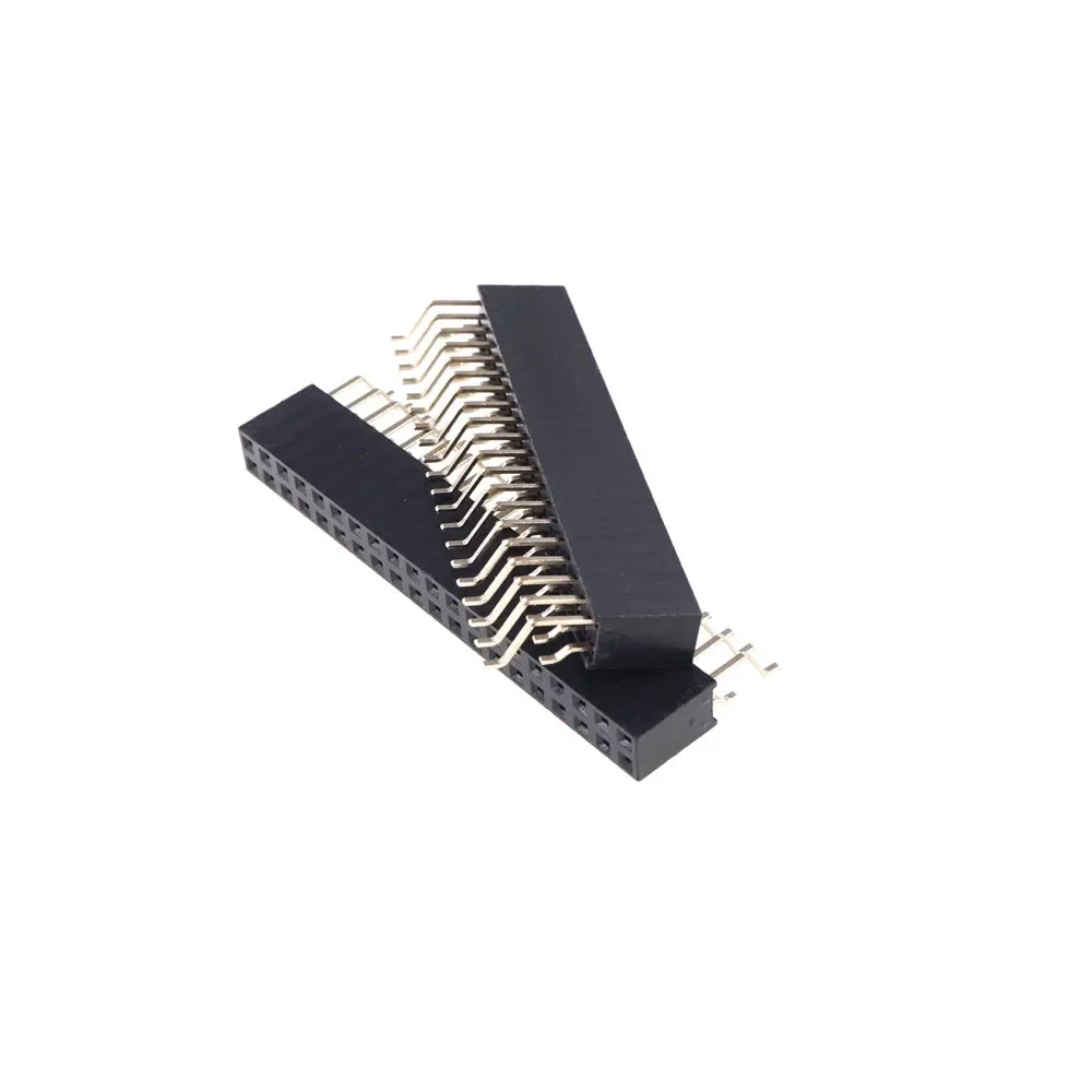 200 Pcs 40 Pin 2.54 MM Pitch 2x20 Header Pin Female Receptacle Socket Right Angle Surface Mount PCB Solder 90 Degree SMT
