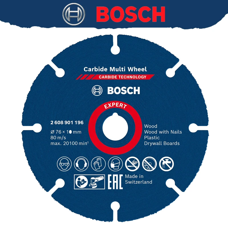 BOSCH Original 2608901196 Carbide Durable Multi Wheel Cutting Disc 76 mm Durable Cutting Blade Power Tool Attachments