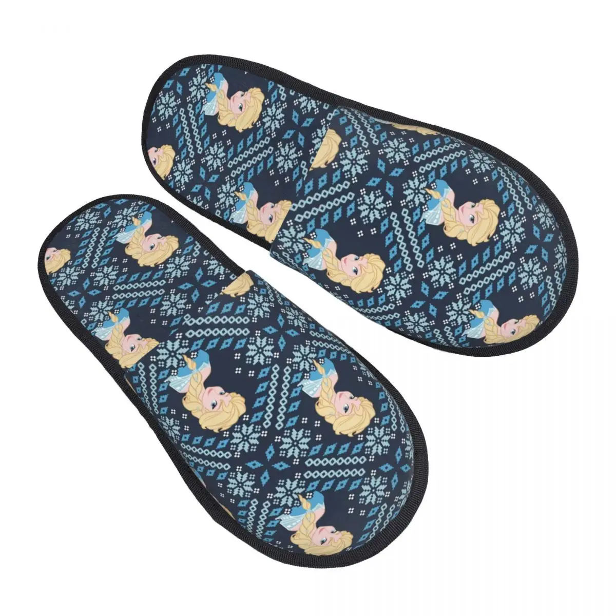 Custom Frozen Elsa Cartoon Soft Memory Foam House Slippers Women Cozy Warm Anti-skid Sole Slipper