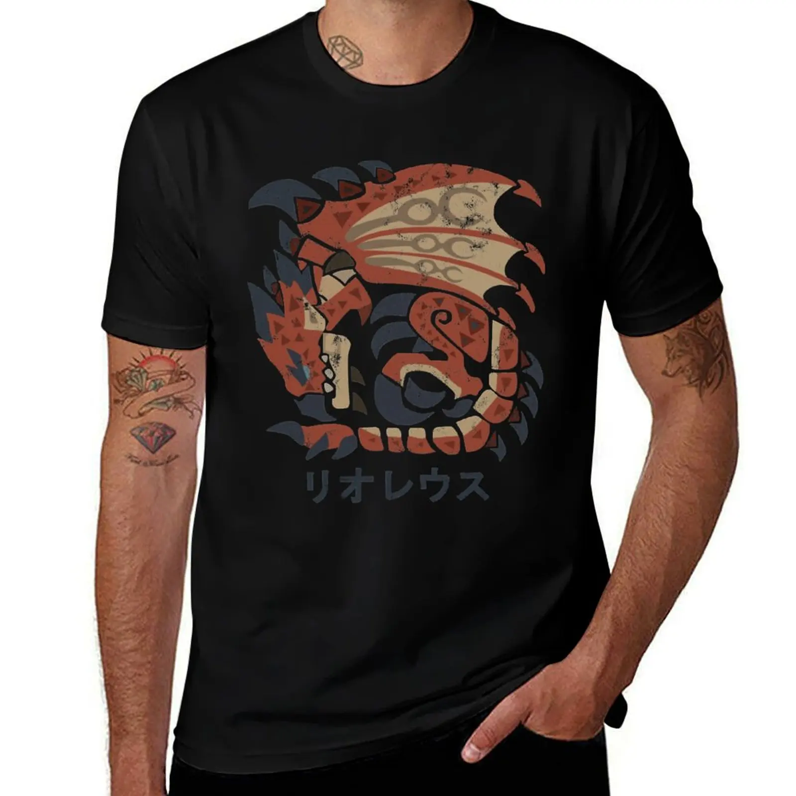 

Monster Hunter World Rathalos Kanji Icon T-Shirt t shirt for man t shirt men 100% cotton luxury brand T-Shirt
