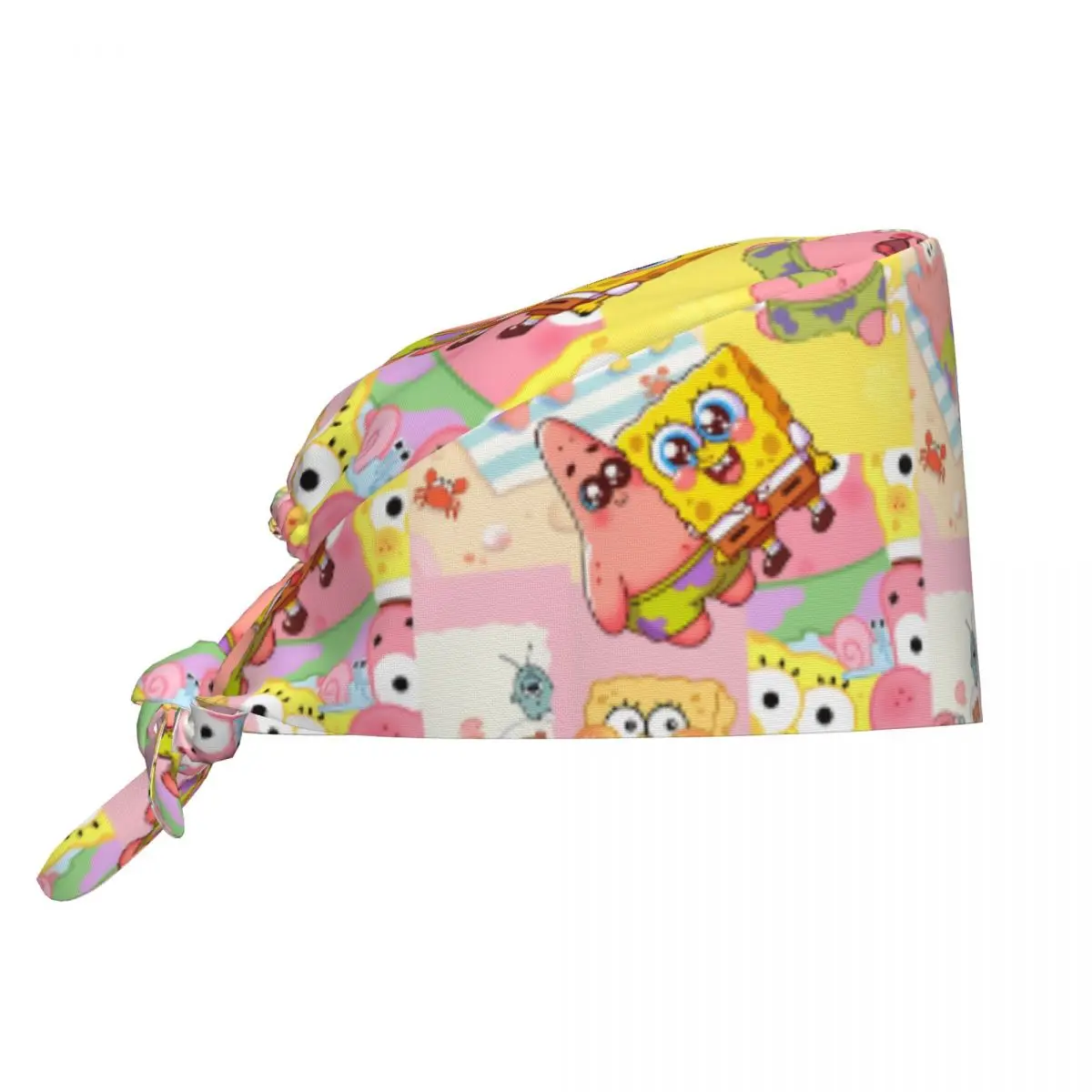 

Work Scrubs Hat S-Spongebobs Nurse Hats For Men Women Holder Long Hair Working Cap Breathable Custom DIY Medical Hat