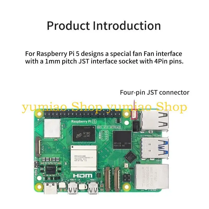 587B RADIADOR FIXO 5V Terminal JST JST 4pin para Raspberrypi5 30x30x7mm
